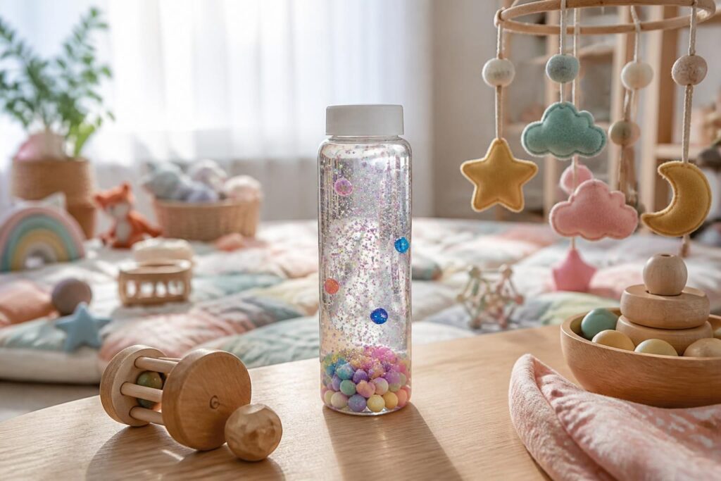 découvrez la bouteille sensorielle, un outil ludique parfait pour apaiser et stimuler bébé à la maison, favorisant son développement sensoriel et son calme en douceur.