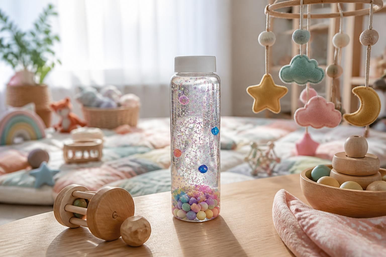 découvrez la bouteille sensorielle, un outil ludique parfait pour apaiser et stimuler bébé à la maison, favorisant son développement sensoriel et son calme en douceur.