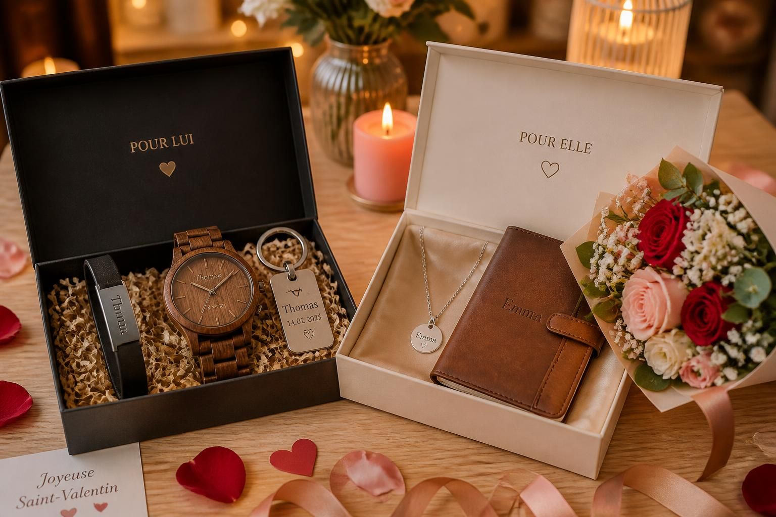 découvrez des idées cadeaux personnalisés pour la saint valentin, parfaits pour hommes et femmes. offrez un présent unique qui touchera le cœur de votre moitié.